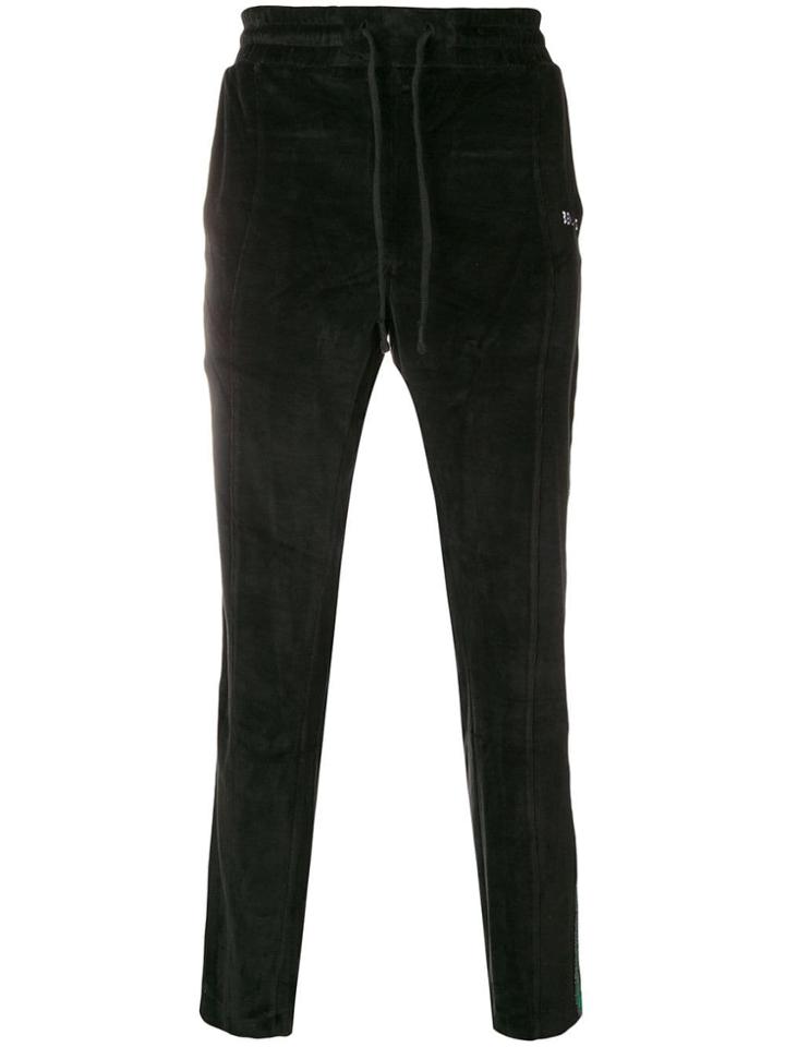 Les Benjamins Logo Velvet Track Trousers - Black