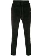 Les Benjamins Logo Velvet Track Trousers - Black