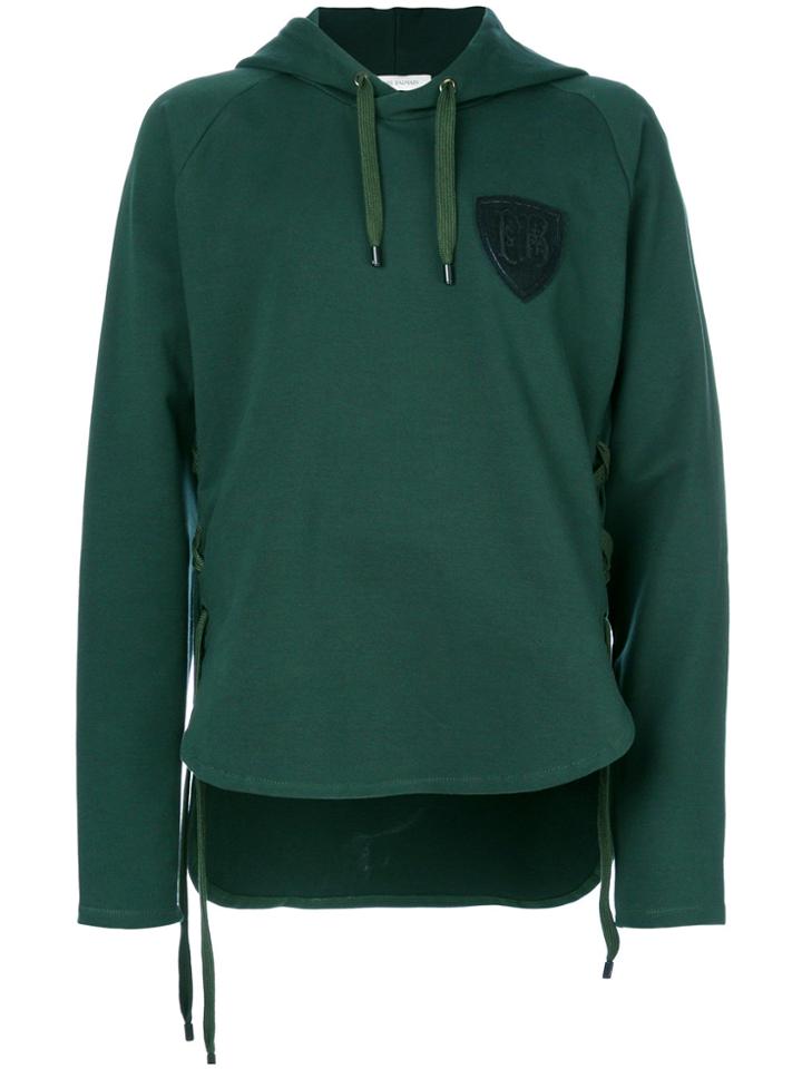 Pierre Balmain Logo Patch Hooded Sweatshirt - Green