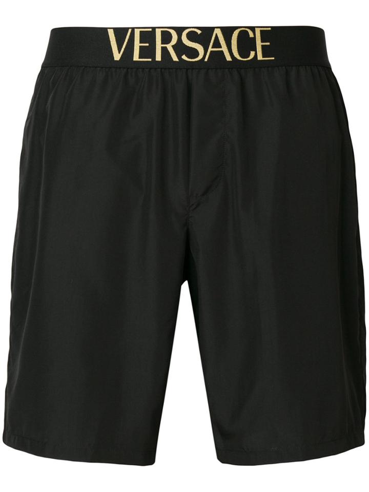 Versace Logo Band Swim Shorts - Black