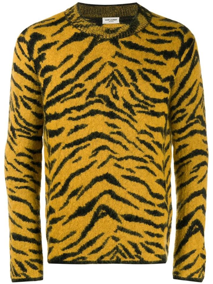 Saint Laurent Zebra Intarsia Sweater - Yellow