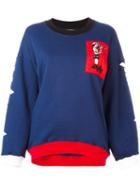 Au Jour Le Jour Colour Block Patch Sweatshirt, Women's, Size: 42, Blue, Cotton/polyester