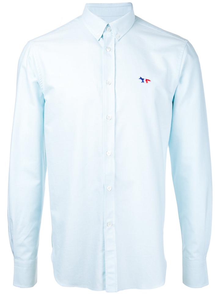 Maison Kitsuné Embroidered Fox Button-down Shirt - Blue