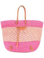 Balenciaga Vintage Jumbo Xl Raffia Hand Tote Bag - Pink & Purple
