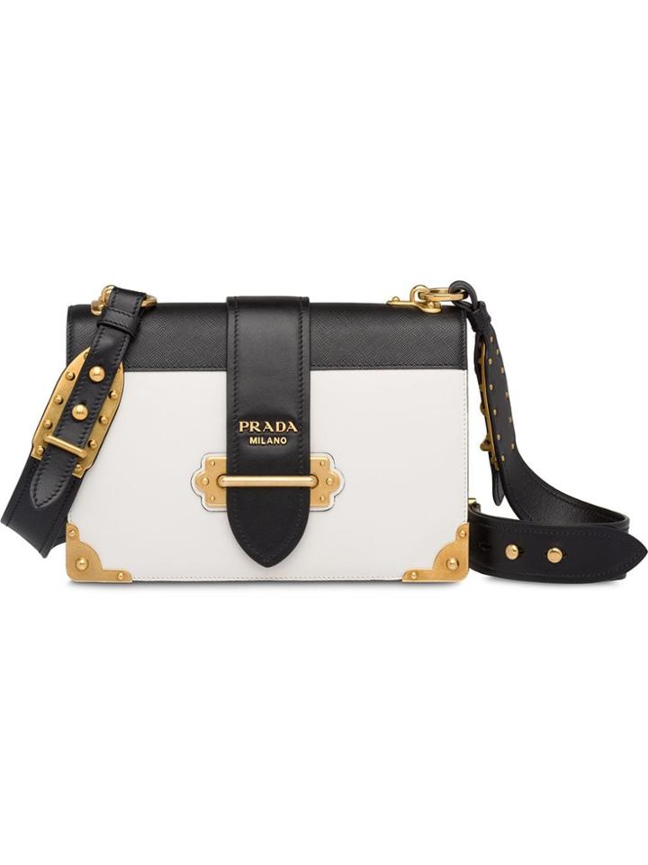 Prada Prada Cahier Large Leather Bag - White