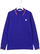 Moncler Kids Long Sleeve Polo Shirt, Boy's, Size: 14 Yrs, Blue
