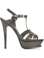 Saint Laurent Tribute Sandals, Women's, Size: 41, Grey, Patent Leather/leather
