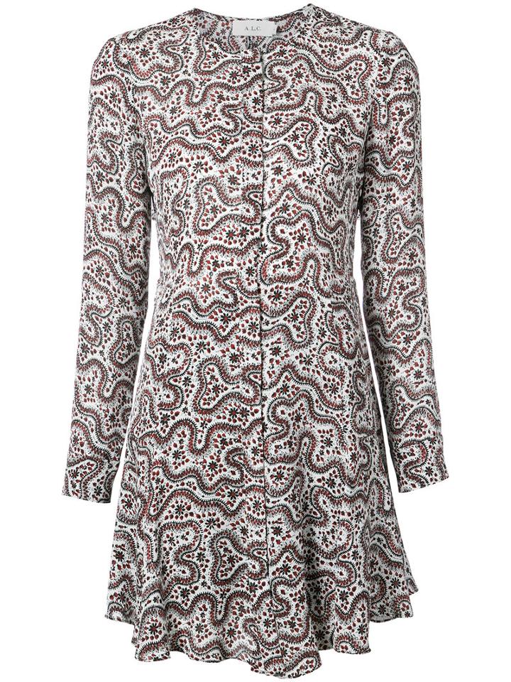 A.l.c. - Printed Mini Dress - Women - Silk/polyester - 8, Red, Silk/polyester