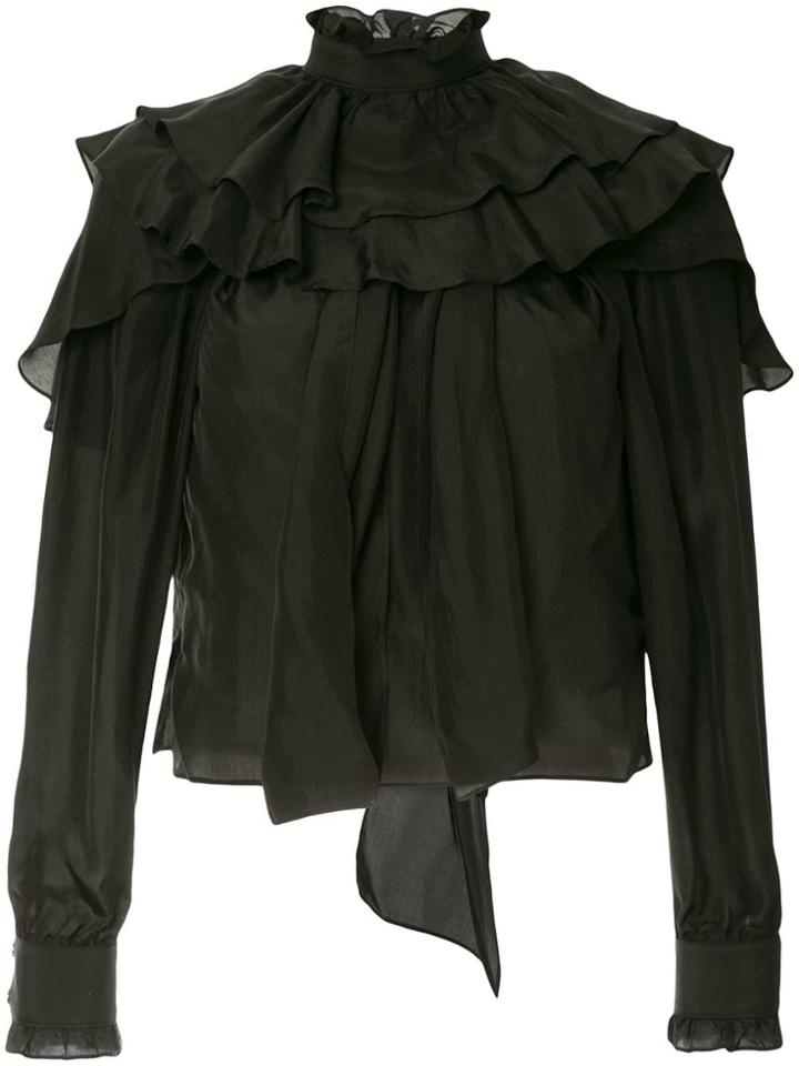 Jw Anderson Long Sleeve Ruffle Top - Black