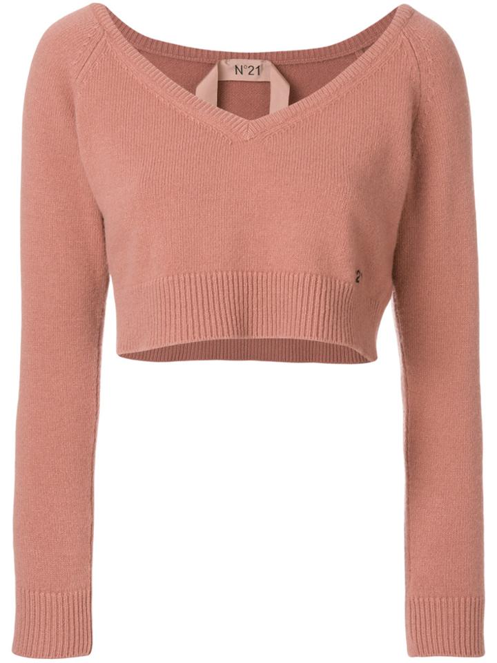 No21 Scoop V-neck Sweater - Pink & Purple