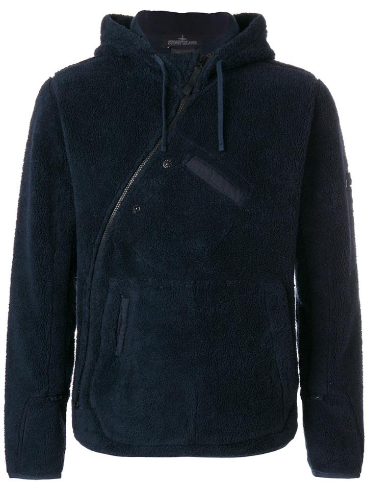 Stone Island Shadow Project Asymmetrc Pile Fleece Hoodie - Blue