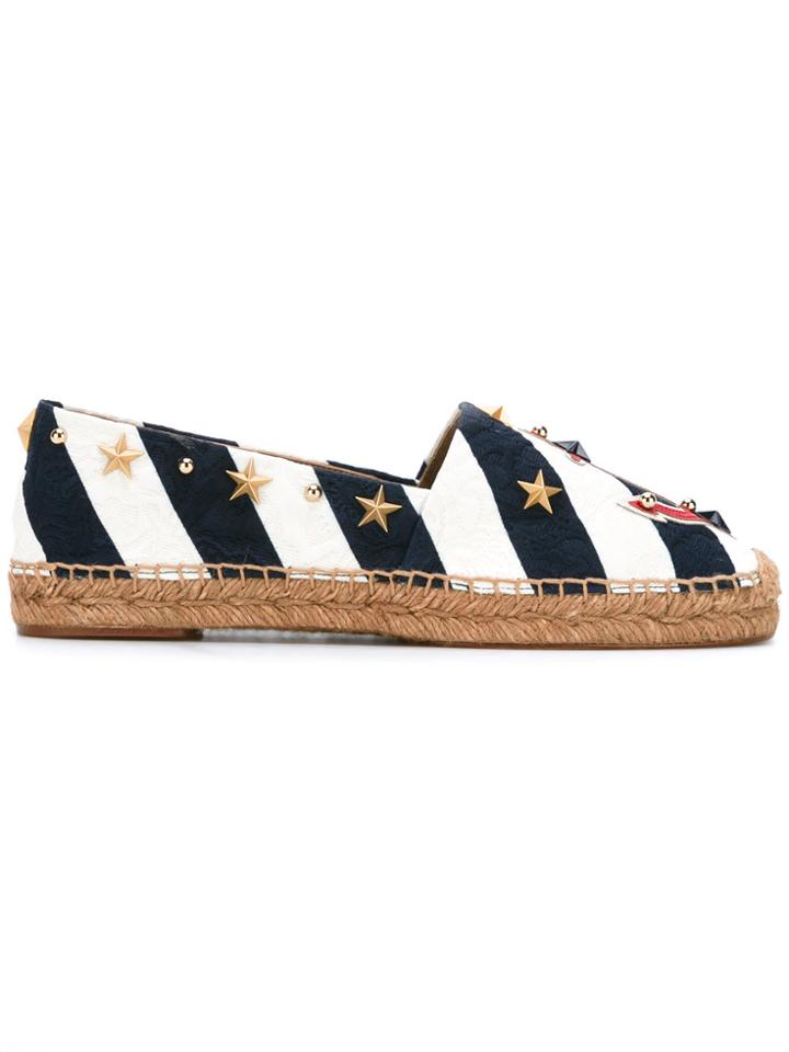 Dolce & Gabbana Anchor Striped Espadrilles - Blue