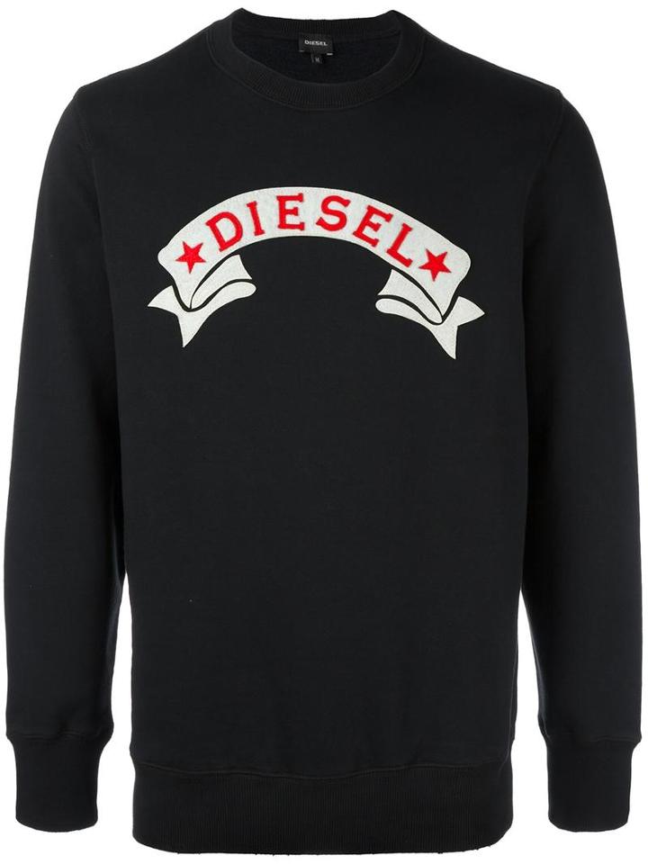Diesel Logo Applique Sweatshirt, Men's, Size: Medium, Black, Cotton