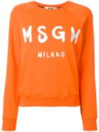 Msgm Logo Print Sweatshirt, Women's, Size: Medium, Yellow/orange, Cotton