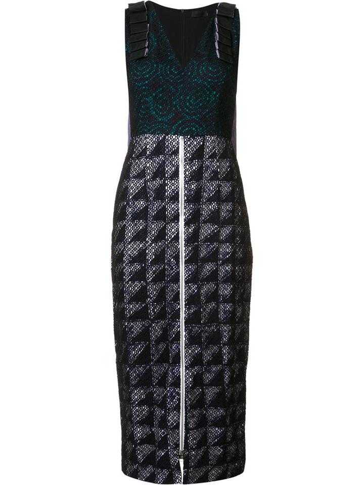 Maki Oh Adire And Lace Fitted Dress, Women's, Size: Medium, Black, Cotton/polyester