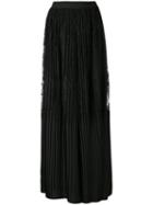 Twin-set - Pleated Lace Palazzo Trousers - Women - Polyamide/polyester - 48, Black, Polyamide/polyester