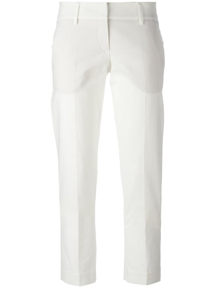 Brunello Cucinelli Cropped Pants, Women's, Size: 42, White, Cotton/spandex/elastane/polyester/acetate