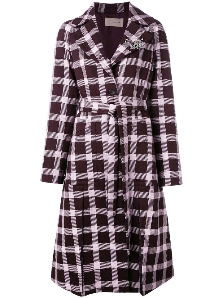 Christopher Kane Plaid Pattern Coat, Women's, Size: 42, Pink/purple, Nylon/polyester/virgin Wool/viscose