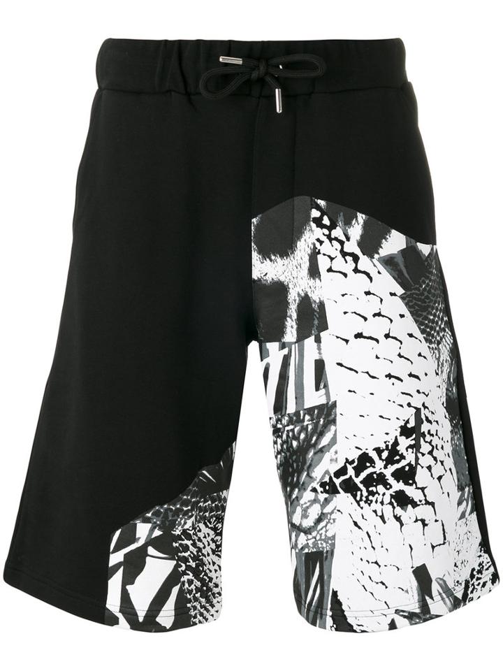 Les Hommes Urban Multi-print Shorts, Men's, Size: Small, Black, Cotton