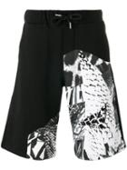 Les Hommes Urban Multi-print Shorts, Men's, Size: Small, Black, Cotton