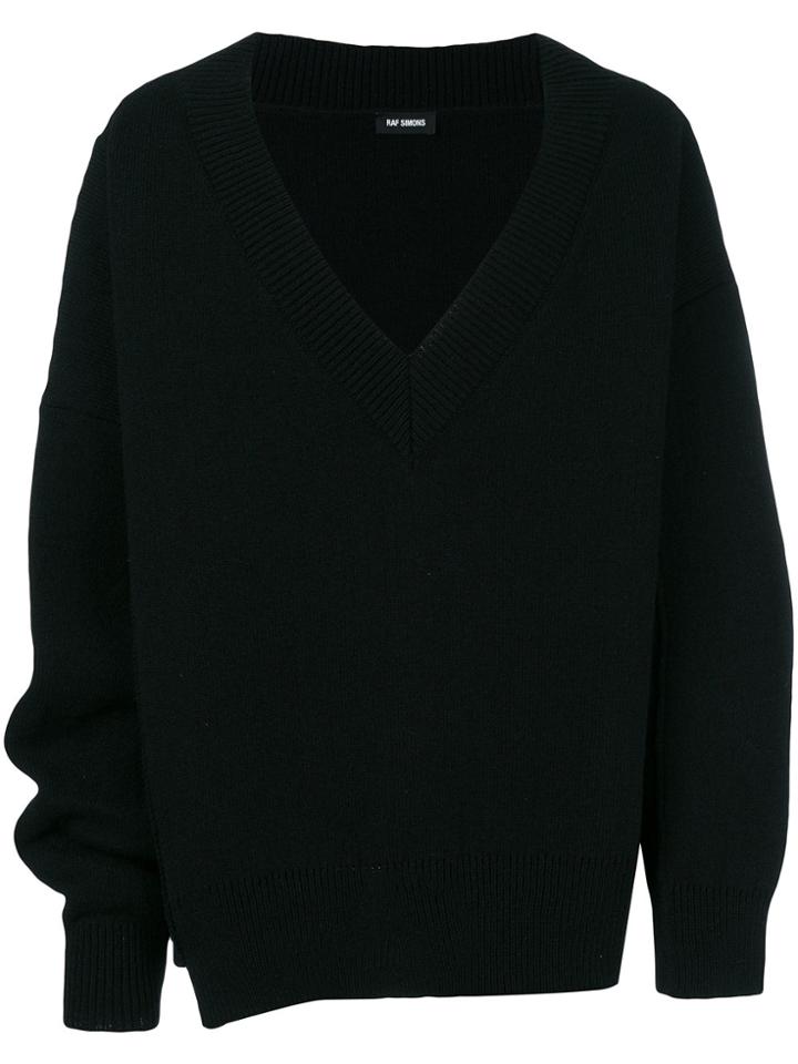 Raf Simons Asymmetric V-neck Jumper - Black