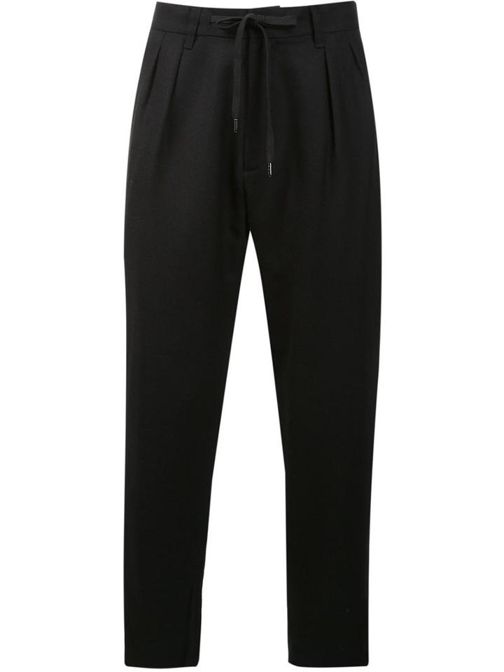 F.s.z Drawstring Tapered Trousers, Men's, Size: Large, Black, Virgin Wool