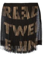Moschino Vintage Fringed Text Skirt, Women's, Size: 42, Black