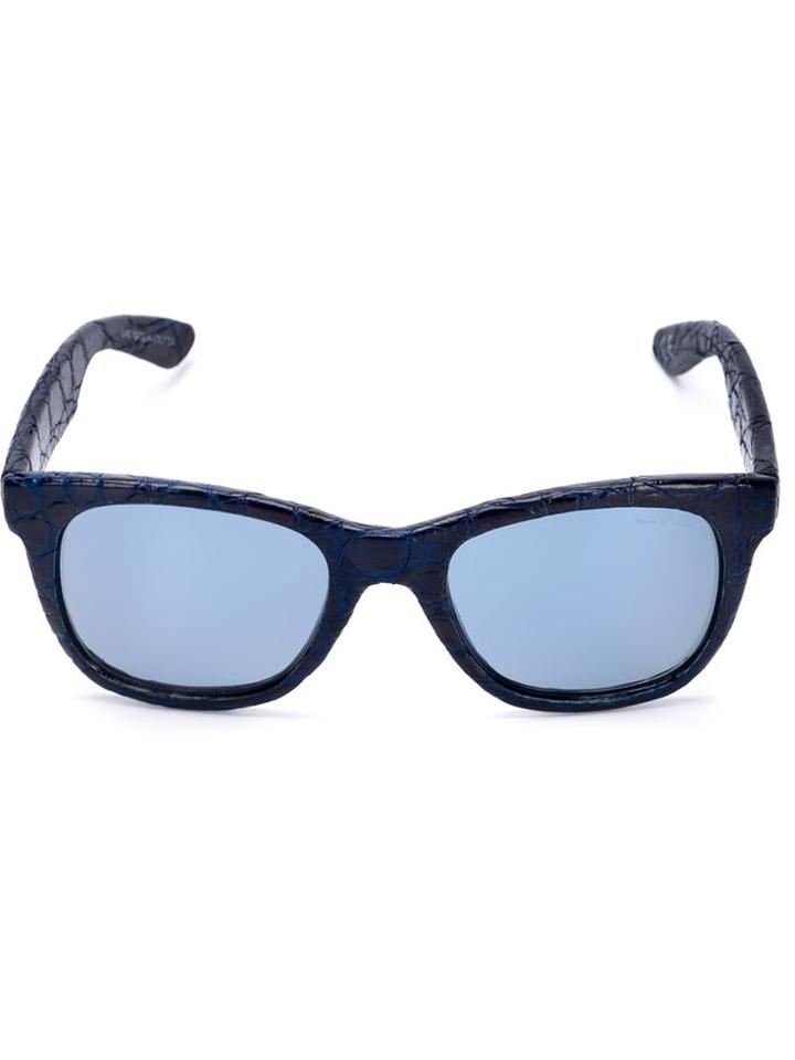 Italia Independent I-plastik Sunglasses, Adult Unisex, Blue, Acetate/aligator Leather