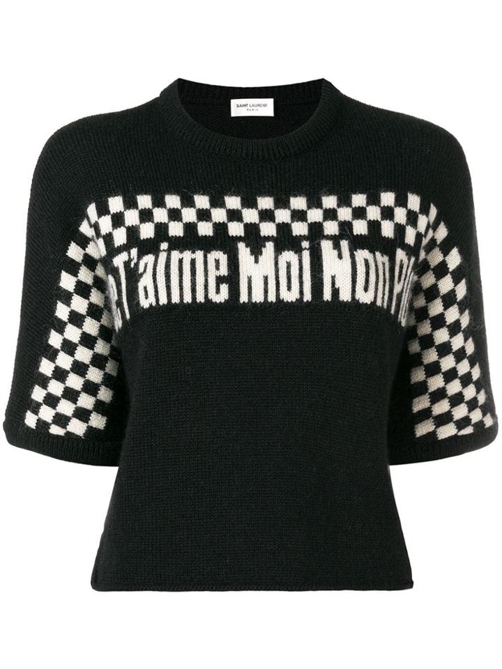 Saint Laurent Shortsleeved Jacquard Jumper - Black