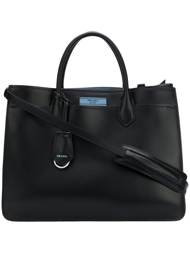 Prada Logo Patch Tote Bag - Black