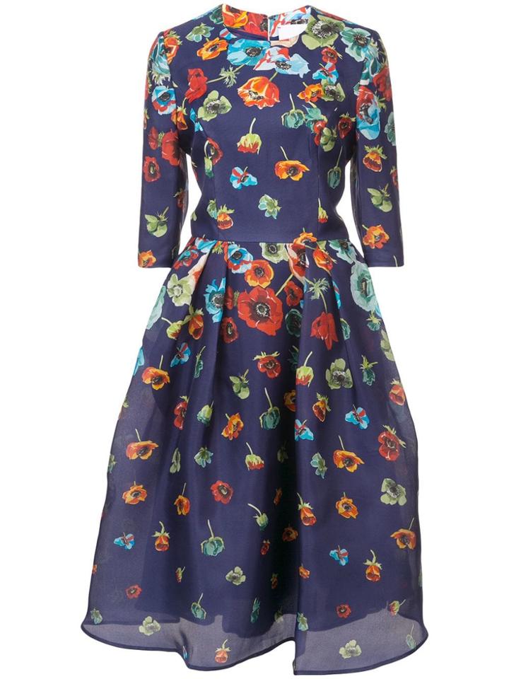 Carolina Herrera Floral-print Flared Dress - Blue