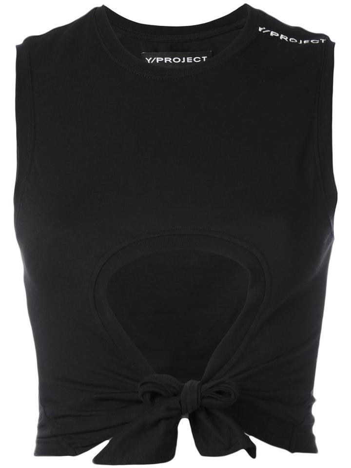 Y / Project - Cut-detail Cropped Top - Women - Cotton - M, Black, Cotton