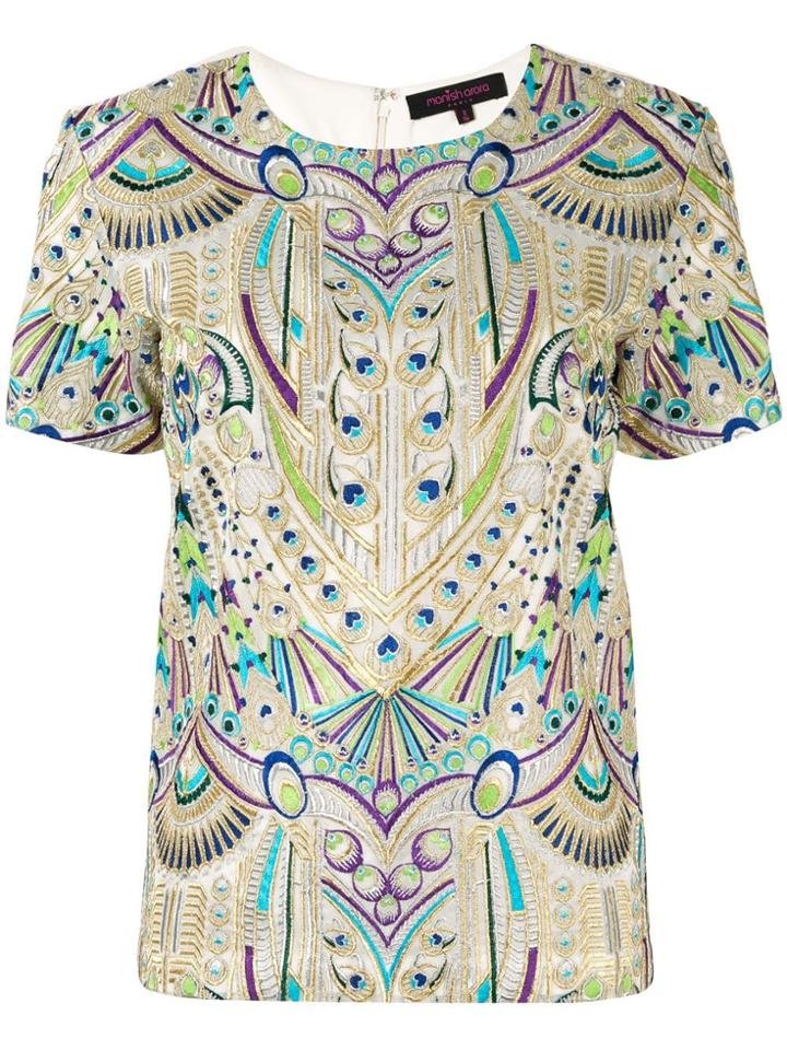 Manish Arora Embroidered Peacock T-shirt - Gold