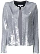 Iro - Sequin Embellished Jacket - Women - Cotton/lamb Skin/spandex/elastane/viscose - 40, Grey, Cotton/lamb Skin/spandex/elastane/viscose