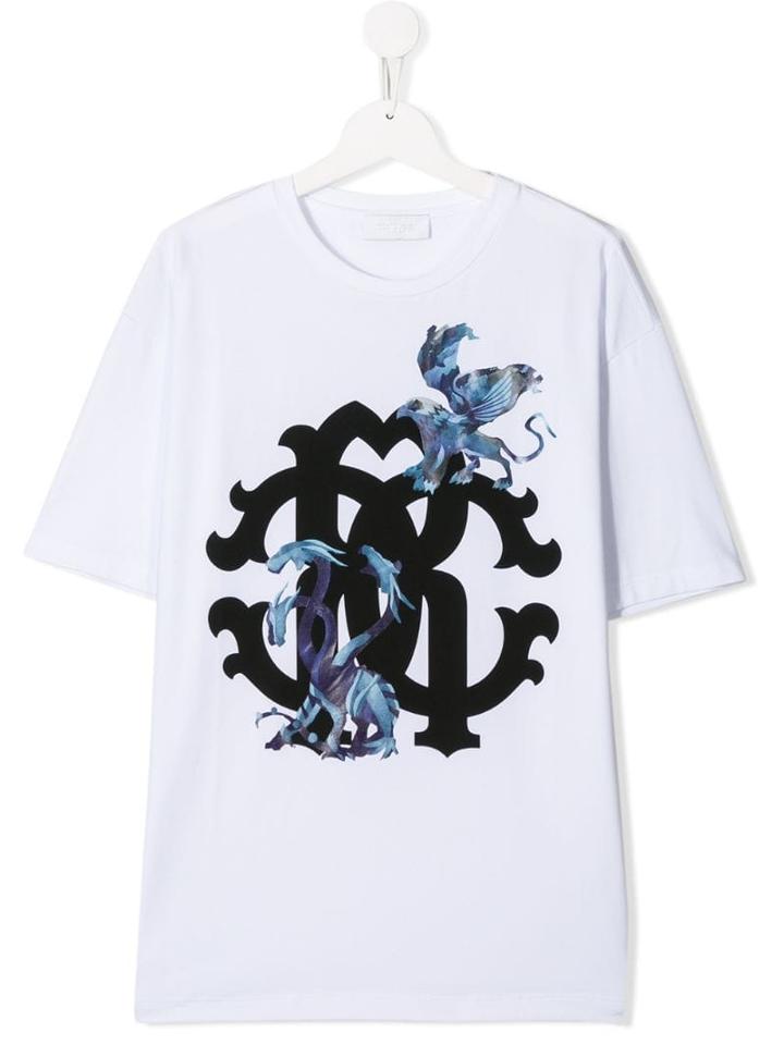 Roberto Cavalli Junior Teen Logo Print T-shirt - White