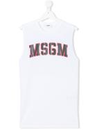 Msgm Kids Logo Print Tank Top - White