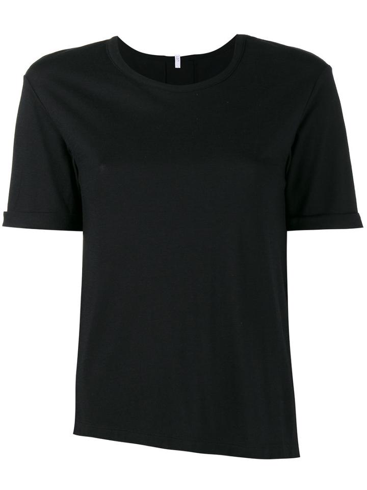 Lot78 - Asymmetric Round Neck T-shirt - Women - Nylon/micromodal/cashmere - S, Black, Nylon/micromodal/cashmere