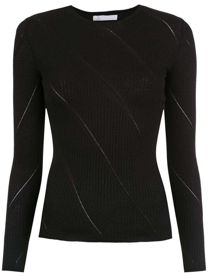 Nk Ribbed Knit Blouse - Black