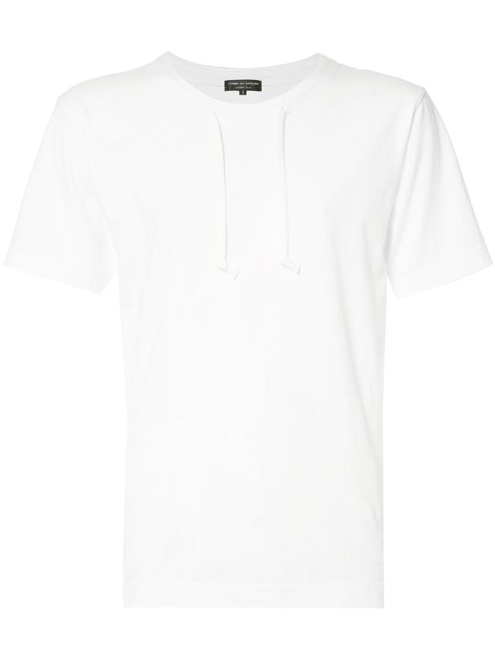 Comme Des Garçons Homme Plus Drawstring Collar T-shirt, Men's, Size: Medium, White, Acetate