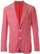 Eleventy Striped Blazer Jacket, Men's, Size: 52, Red, Cotton