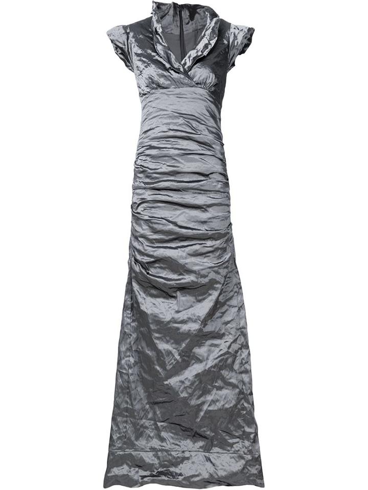 Nicole Miller Crinkle Dress, Women's, Size: 6, Grey, Polyester/metallized Polyester/nylon