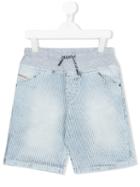 Diesel Kids - Striped Denim Shorts - Kids - Cotton/spandex/elastane - 8 Yrs, Boy's, Blue