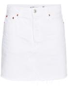 Re/done High Waisted Denim Mini Skirt - White
