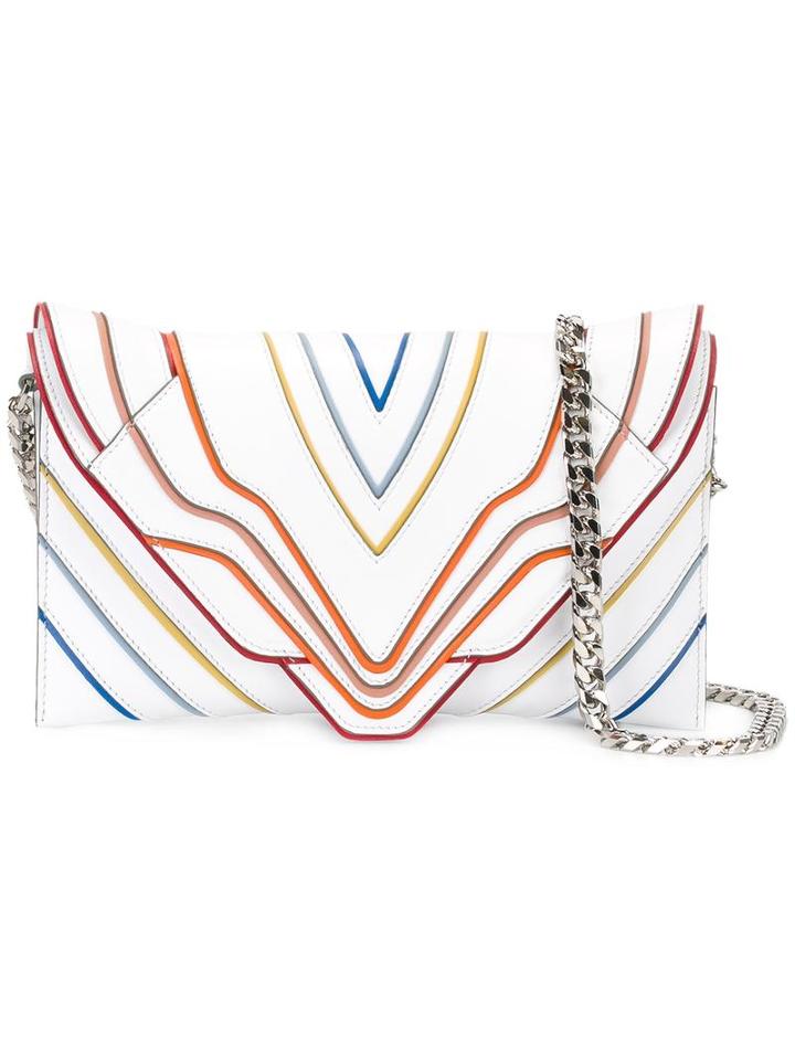 Elena Ghisellini Multilines Shoulder Bag, Women's, White, Calf Leather