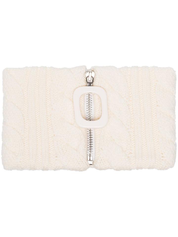 Jw Anderson Cable Knit Wool Neckband - White