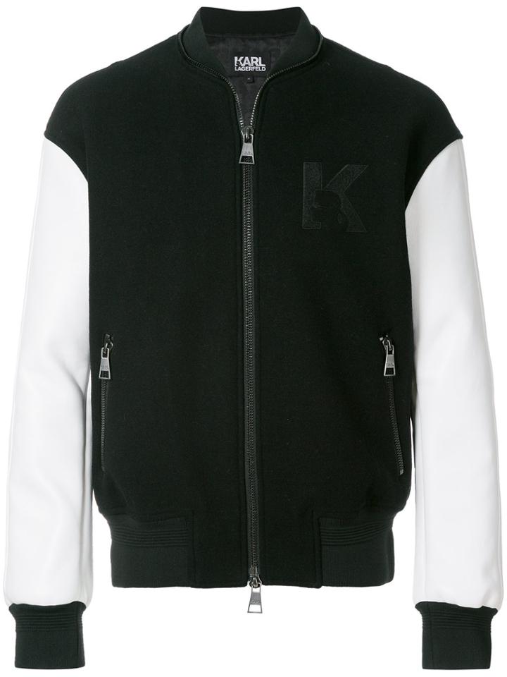 Karl Lagerfeld Karl Varsity Bomber Jacket - Black