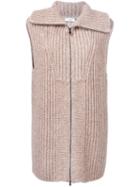 Vince Long Zip Cardigan, Women's, Size: Xs, Nude/neutrals, Polyamide/alpaca/merino