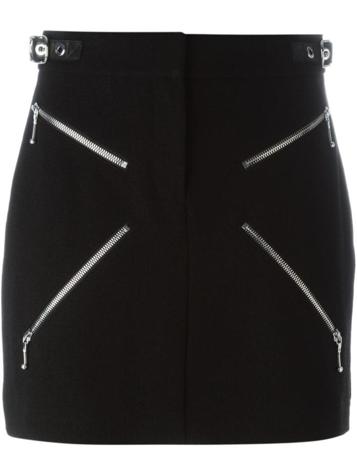 Alexander Wang X Zipper Mini Skirt, Women's, Size: 2, Black, Lamb Skin/polyester/spandex/elastane/cupro