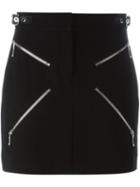 Alexander Wang X Zipper Mini Skirt, Women's, Size: 2, Black, Lamb Skin/polyester/spandex/elastane/cupro