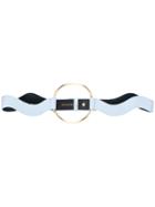 Roksanda Wavy Gold Hoop Detail Belt, Women's, Size: Small, Blue, Leather